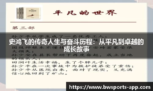史鸿飞的传奇人生与奋斗历程：从平凡到卓越的成长故事